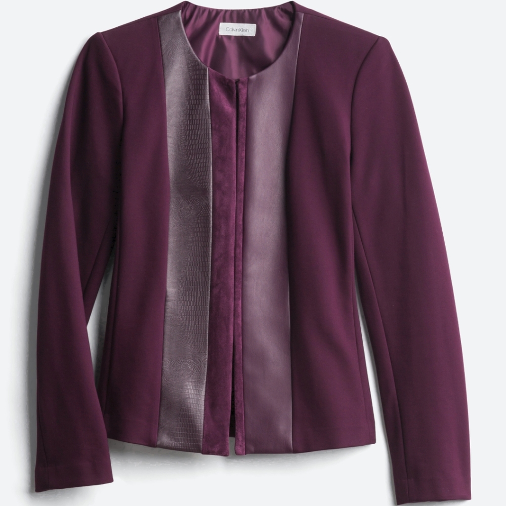 Calvin Klein Vegan Leather Paneled Blazer
